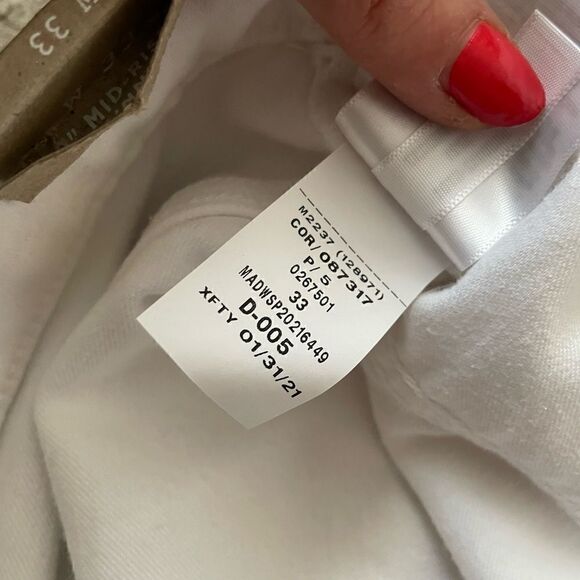 Madewell 9” Mid-Rise Skinny Jeans in Pure White size W 33 NWT - Picture 5 of 12